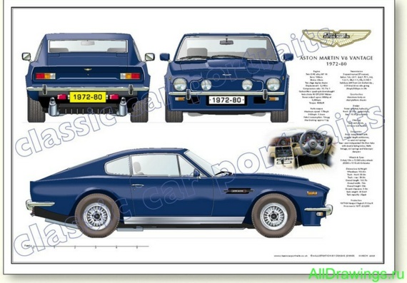 Aston Martin V8 Vantage (1972-1980) (Астон Мартин В8 Вентедж (1972-1980)) - чертежи (рисунки) автомобиля